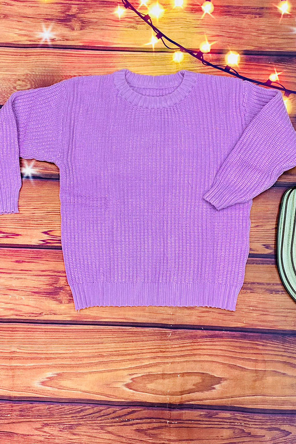 230136M Kids purple long sleeve pullove knitted sweater