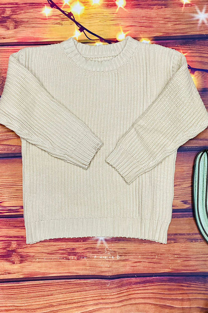 230137M Kids Cream long sleeve knitted pullover sweater