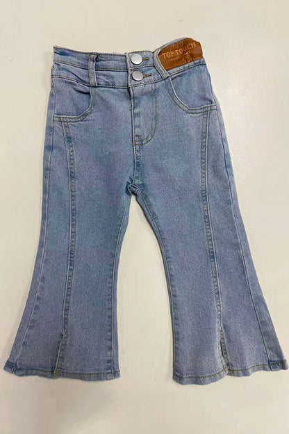 Chic western washed denim light blue girls boutique jeans 230147M