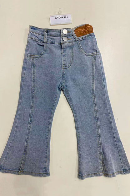 Chic western washed denim light blue girls boutique jeans 230147M