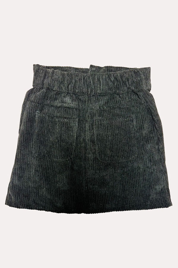 Chic Black corduroy girls skirt w/pockets and buttons 230148M