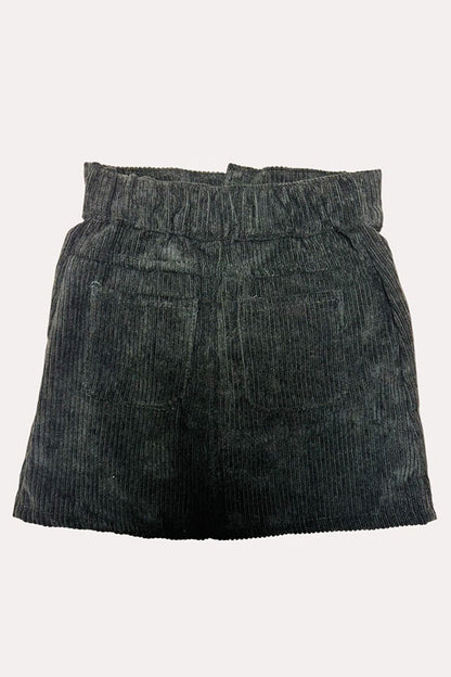 Chic Black corduroy girls skirt w/pockets and buttons 230148M