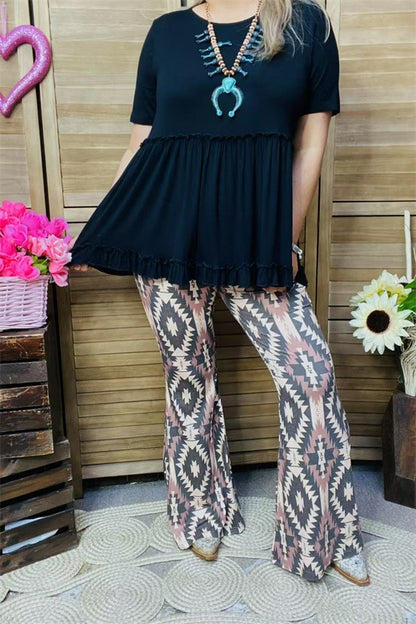 Western Aztec printed flare legs women's boutique pants GJQ15654
