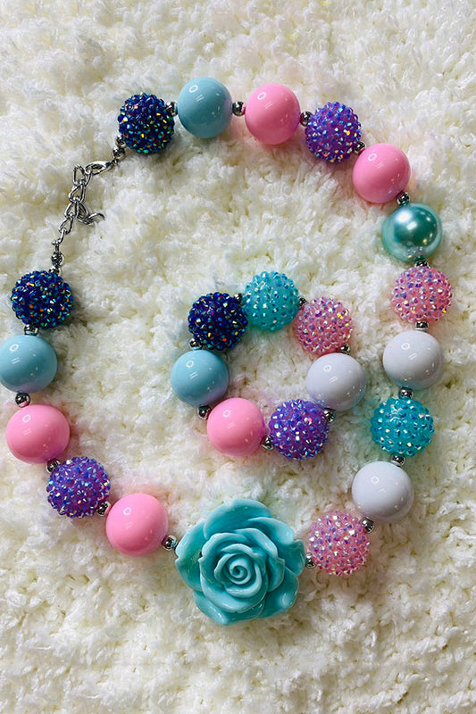 240303 Multi color cute bubble girls pendant necklace & bracelet sets