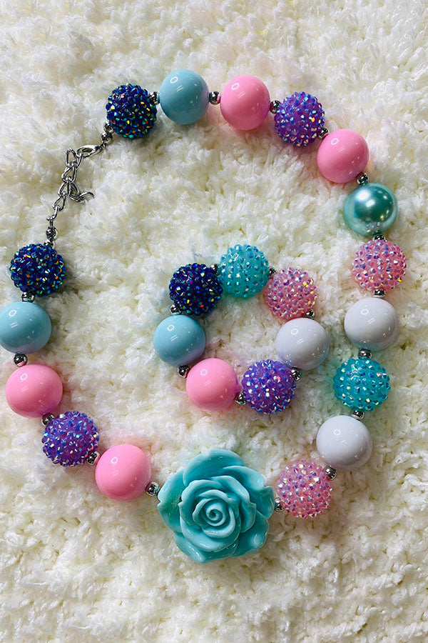 240303 Multi color cute bubble girls pendant necklace & bracelet sets