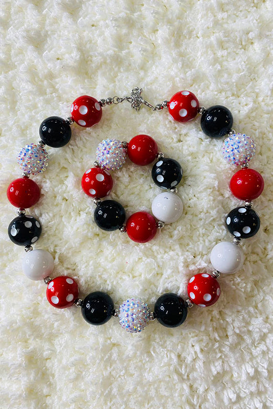 240314 Red & Black bubble girls necklace & bracelet sets