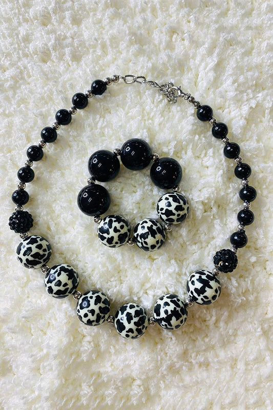 240317 Black & cow bubble girls necklace & bracelet sets