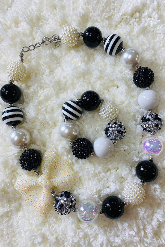 240320 Black & White bubble girls necklace & bracelet sets