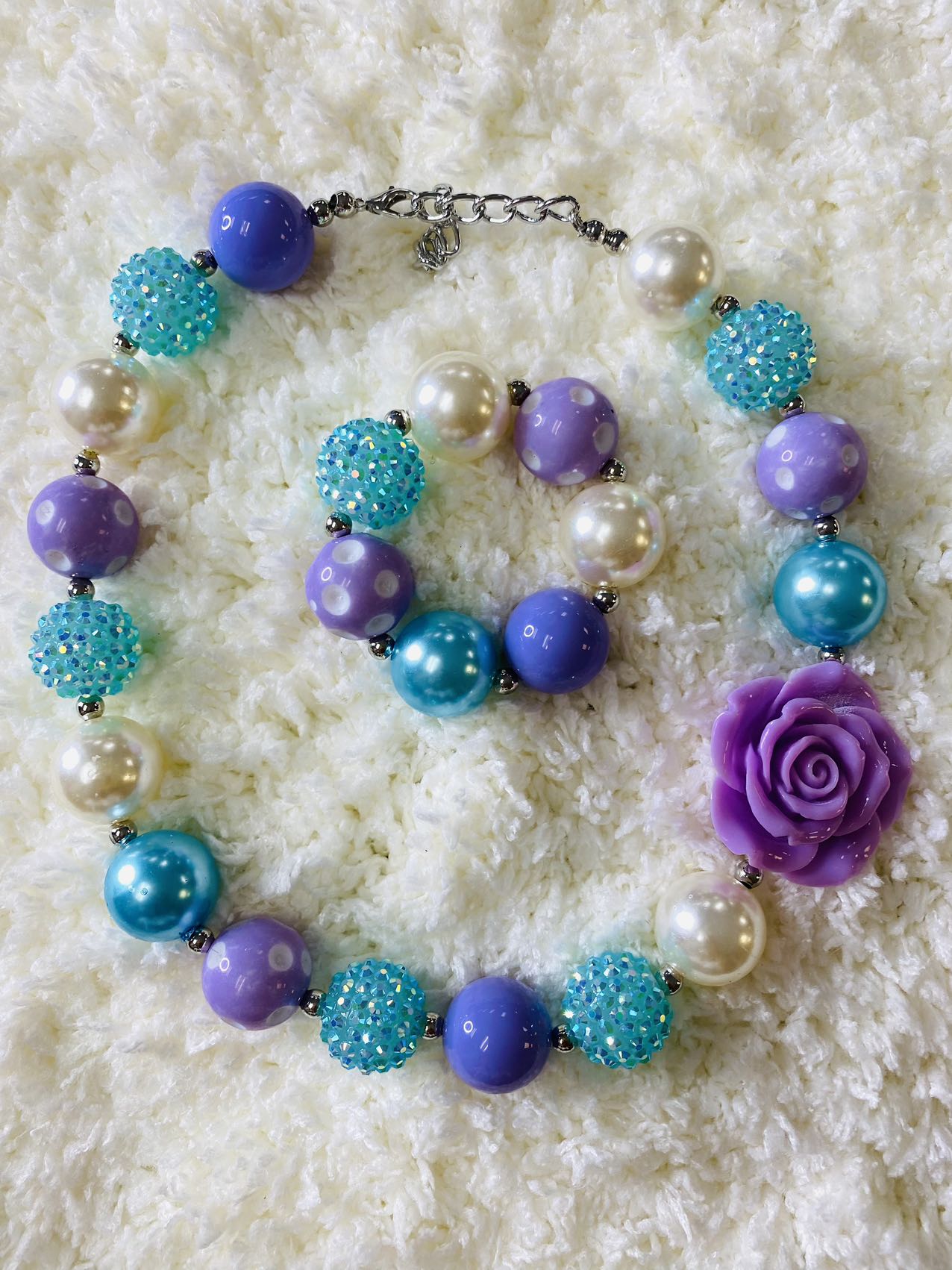 240350 Multi color bubble girls necklace & bracelet sets