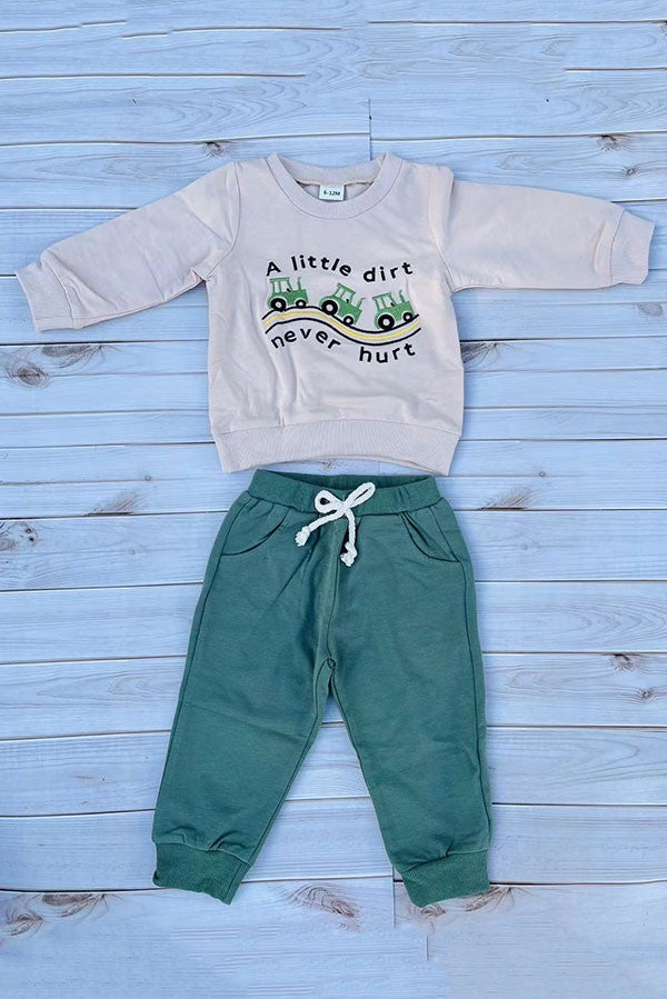 Restock--A little dirt never hurt embroidery top & pant set 250940M