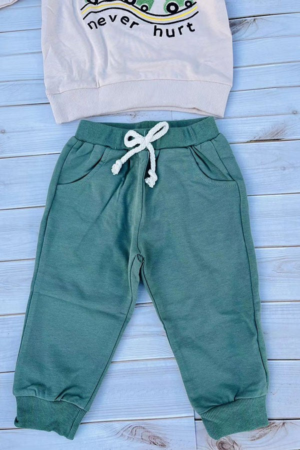 Restock--A little dirt never hurt embroidery top & pant set 250940M
