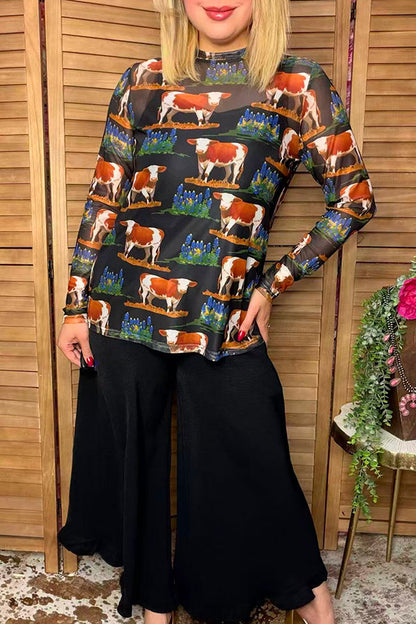 Western ranch sheer women boutique top Southern Stitch XCH17167