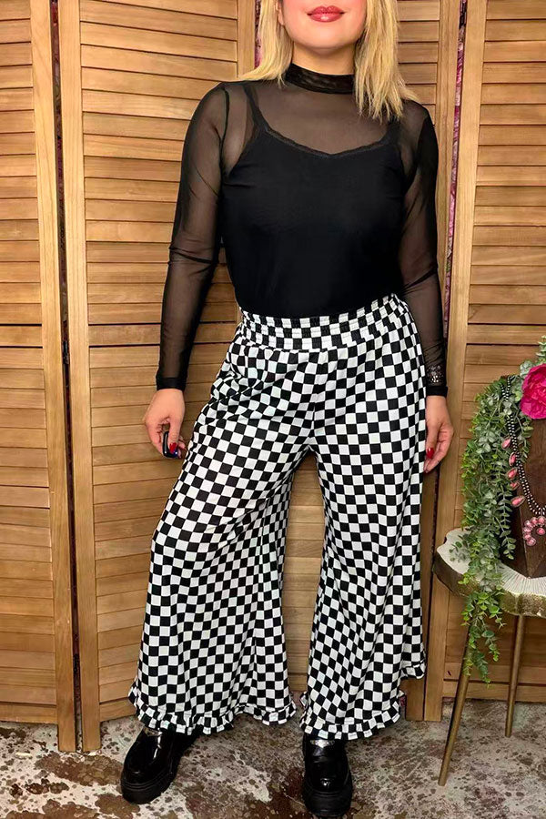 Western Chic checkered wide leg women boutiuqe pant Southern Stitch XCH17076