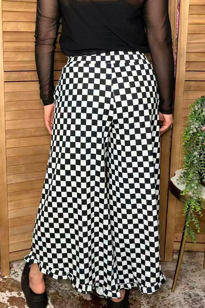 Western Chic checkered wide leg women boutiuqe pant Southern Stitch XCH17076