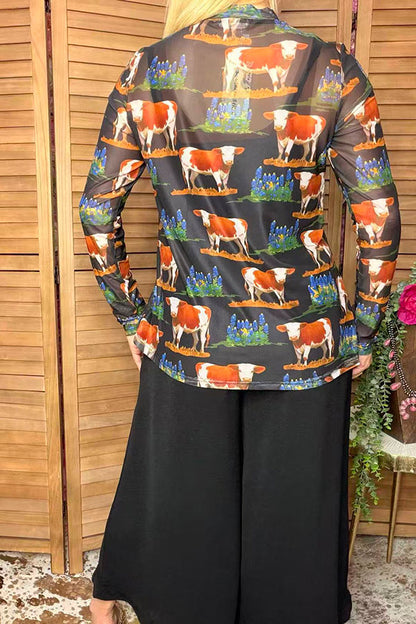 Western ranch sheer women boutique top Southern Stitch XCH17167