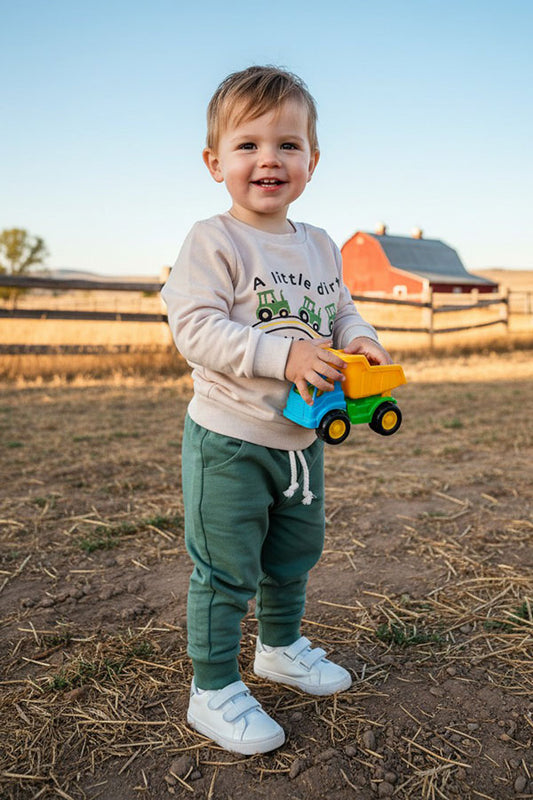 A little dirt never hurt embroidery top & pant set 250940M