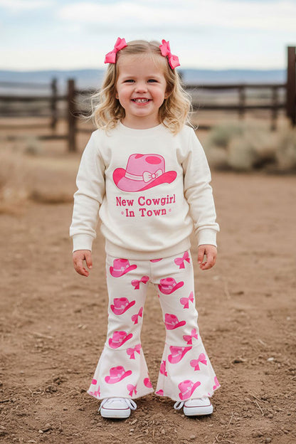 Western "New Cowgirl In Town" top & pant girls boutique set 251148M
