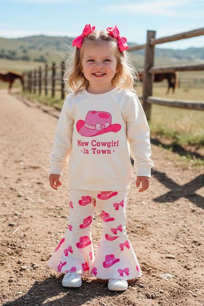 Western "New Cowgirl In Town" top & pant girls boutique set 251148M