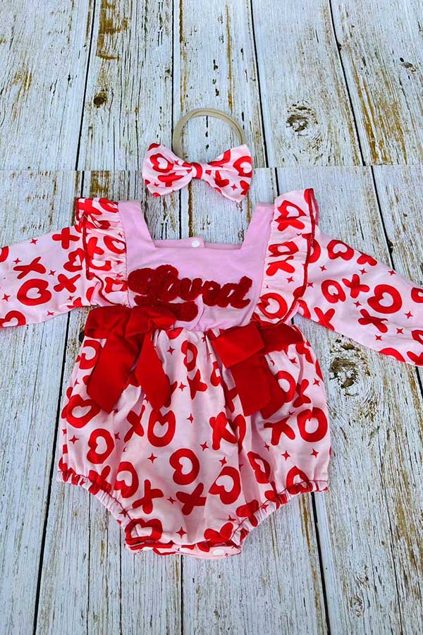 Loved embroidery XOXO long sleeve infant baby rompers 251251M