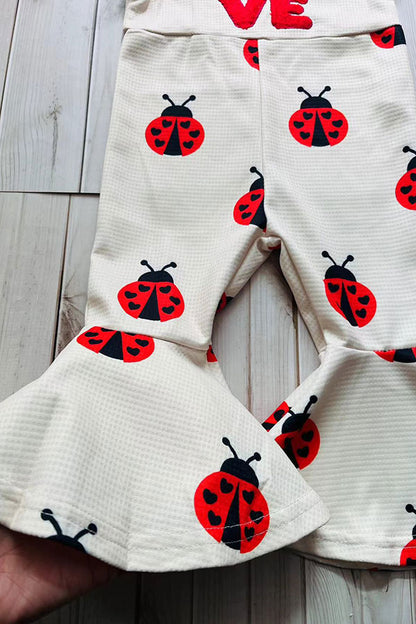 LOVE & ladybug embroidery knitted beige one piece girls jumpsuit 251254M