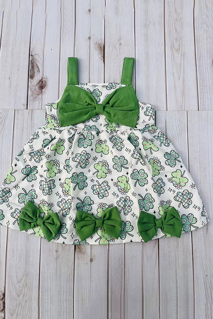 St. Patrick's day four-leaf clover infant baby girls dress 251258M