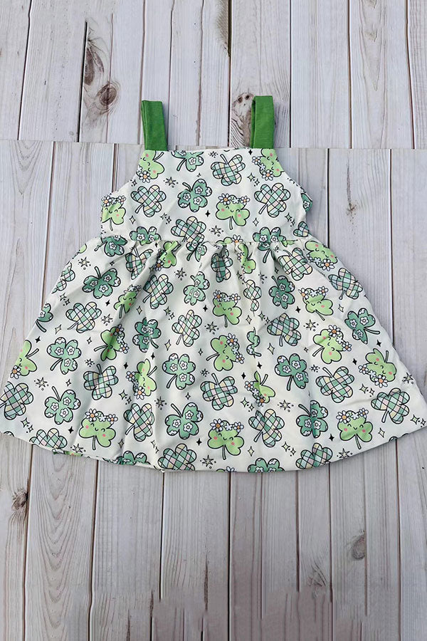 St. Patrick's day four-leaf clover infant baby girls dress 251258M