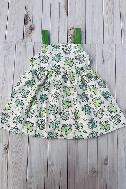 St. Patrick's day four-leaf clover infant baby girls dress 251258M