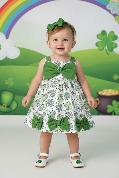 St. Patrick's day four-leaf clover infant baby girls dress 251258M
