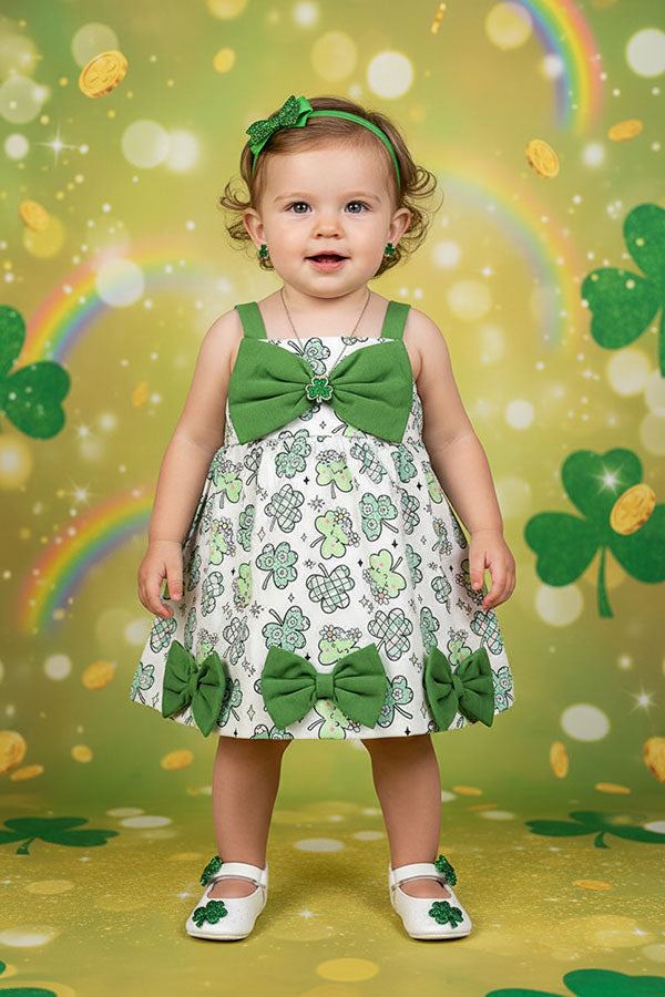 St. Patrick's day four-leaf clover infant baby girls dress 251258M
