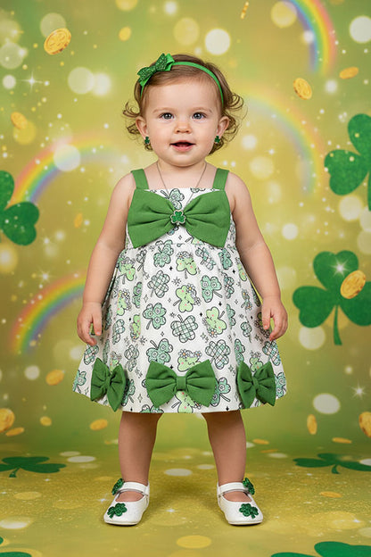 St. Patrick's day four-leaf clover infant baby girls dress 251258M