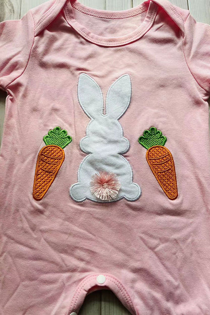 Easter bunny & carrots pink long sleeve baby romper w/headband251260M