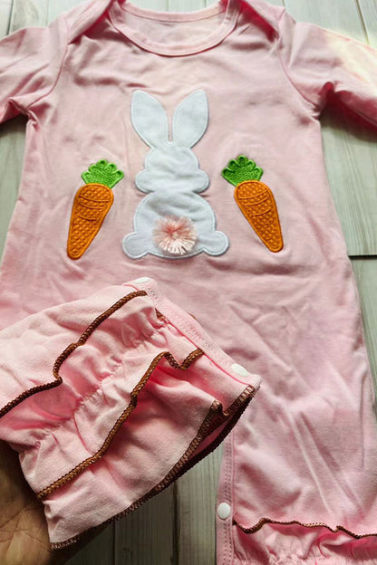 Easter bunny & carrots pink long sleeve baby romper w/headband251260M