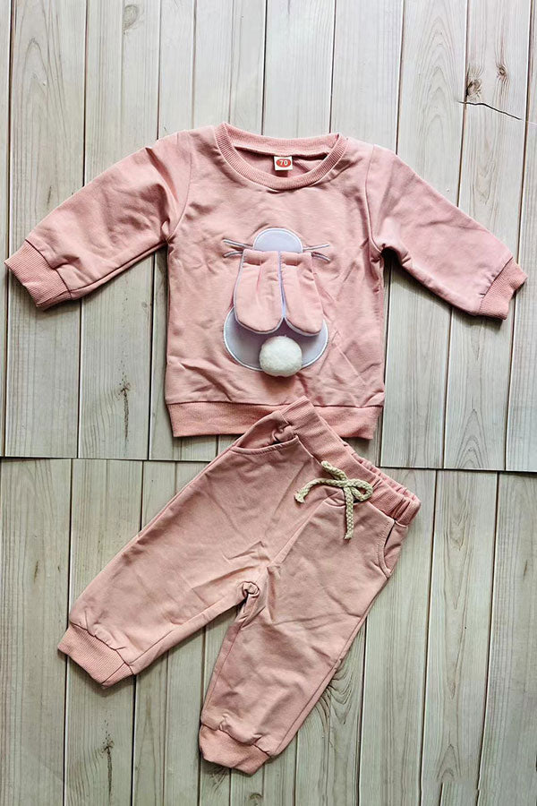 Pink easter bunny long sleeve top & pant 2pc girls set 25126M