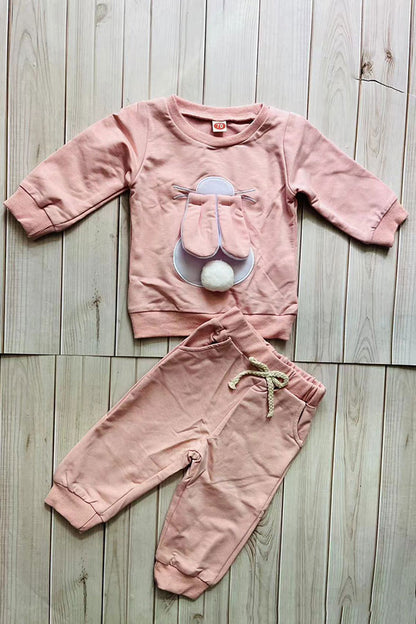 Pink easter bunny long sleeve top & pant 2pc girls set 25126M