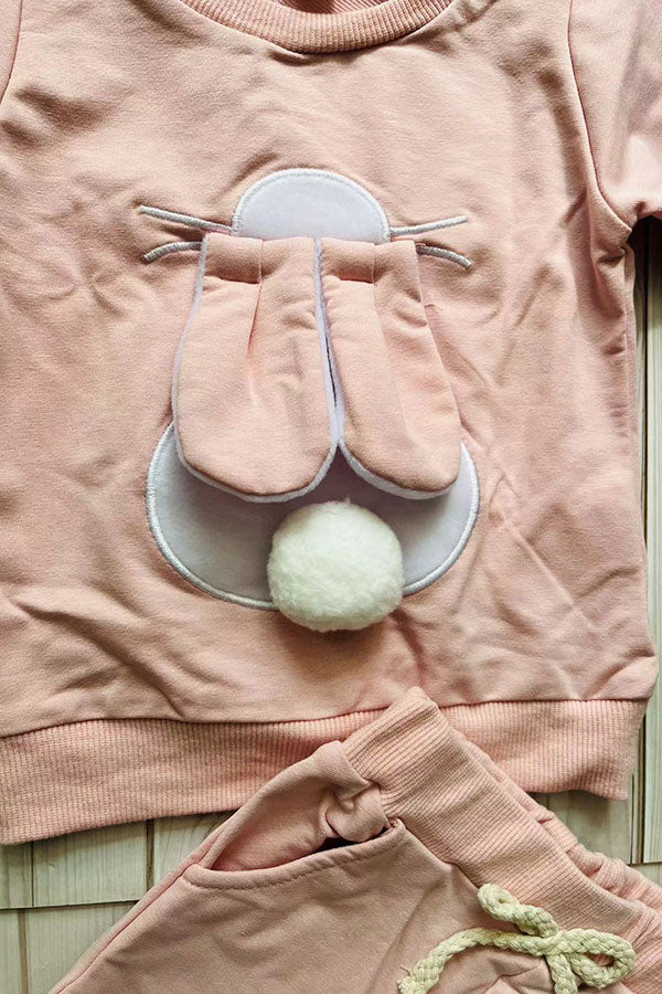 Pink easter bunny long sleeve top & pant 2pc girls set 25126M