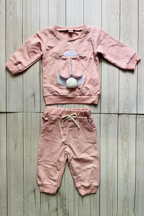 Pink easter bunny long sleeve top & pant 2pc girls set 25126M
