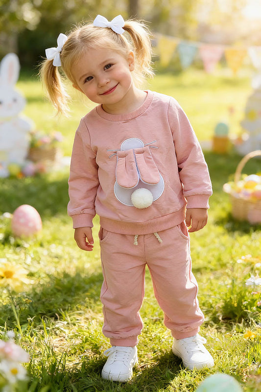 Pink easter bunny long sleeve top & pant 2pc girls set 25126M