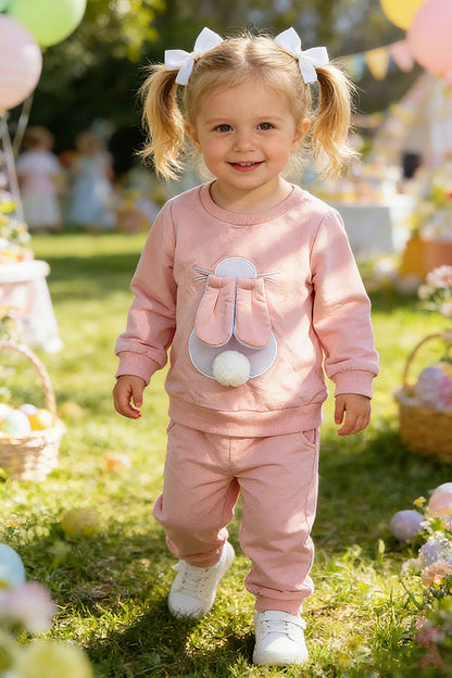 Pink easter bunny long sleeve top & pant 2pc girls set 25126M