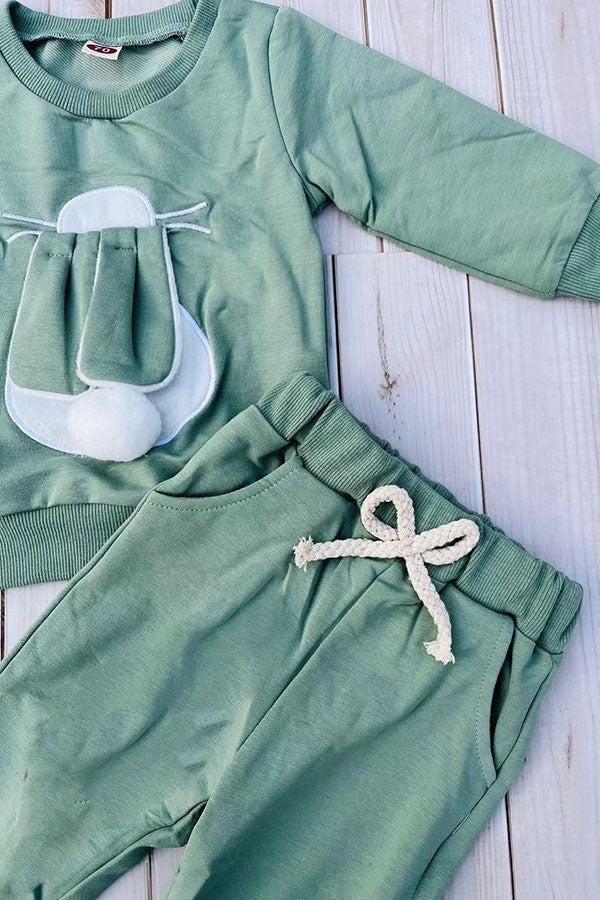 Green bunny long sleeve top & pant unisex outfit 251266M