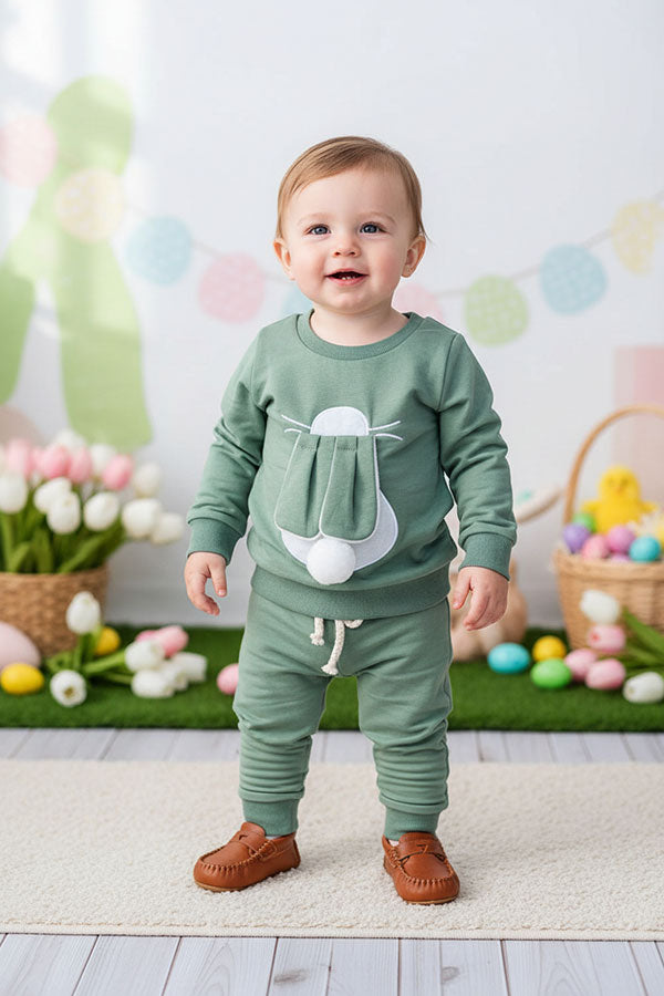Green bunny long sleeve top & pant unisex outfit 251266M