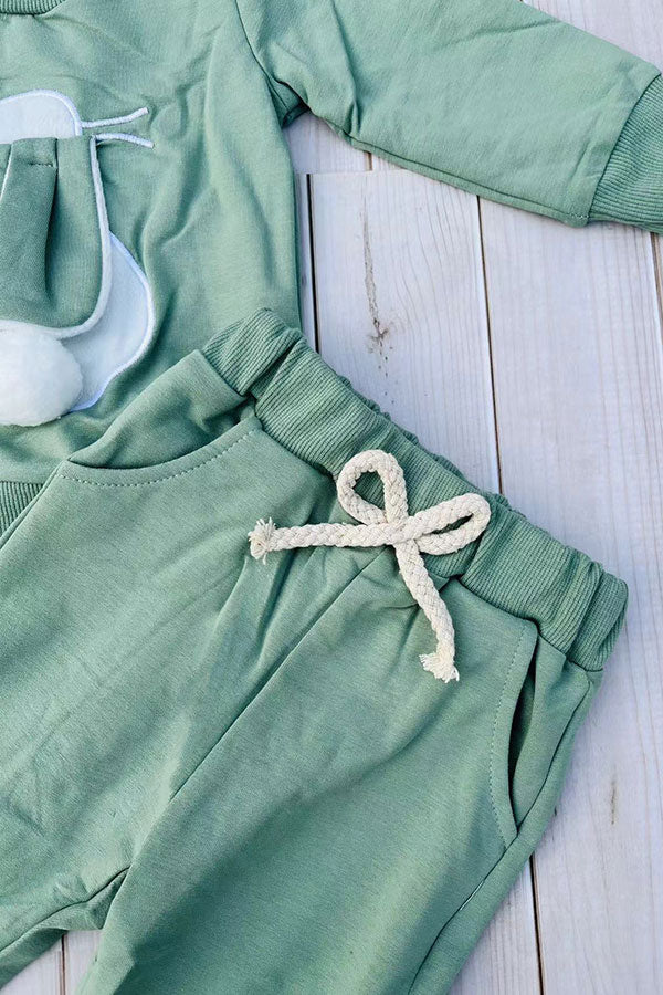 Green bunny long sleeve top & pant unisex outfit 251266M