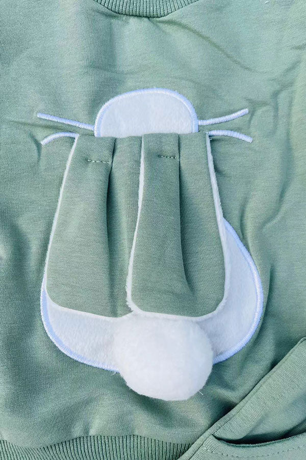 Green bunny long sleeve top & pant unisex outfit 251266M