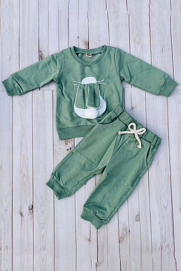 Green bunny long sleeve top & pant unisex outfit 251266M