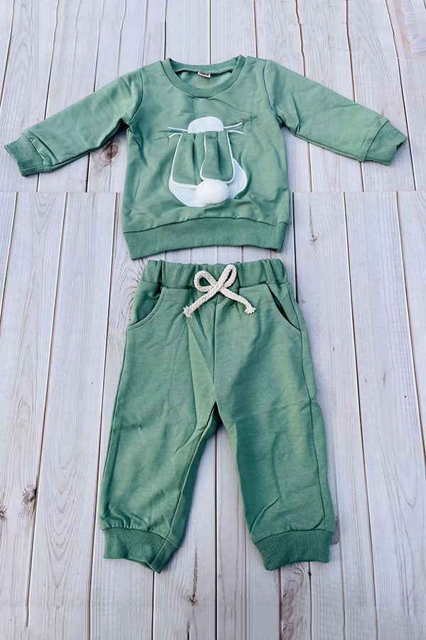 Green bunny long sleeve top & pant unisex outfit 251266M