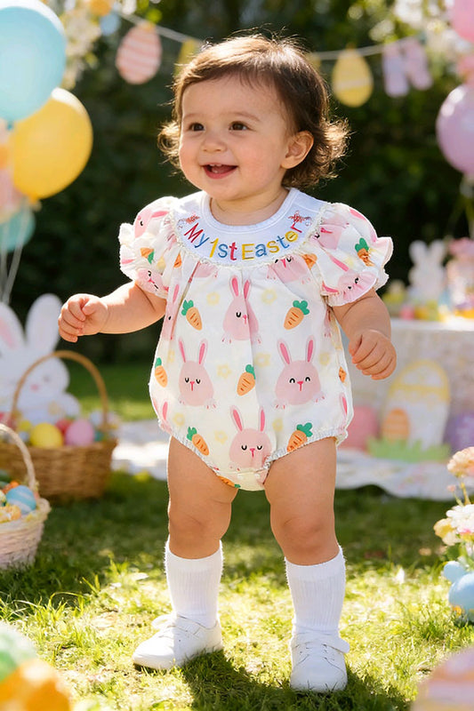 My 1st Easter embroidery ruffle short sleeve baby onesies 251269M