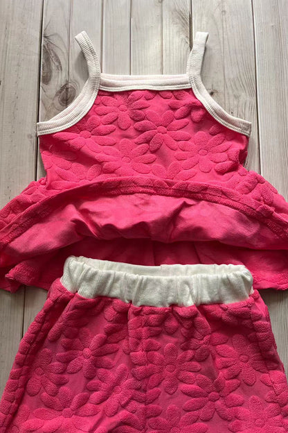 Floral printed velvet baby doll top & shorts 2pc girls sets 251271M