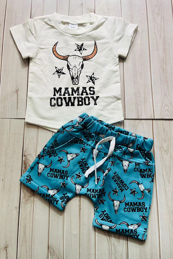 MAMA'S COWBOY & bull skull infant baby boy clothing set 251272M