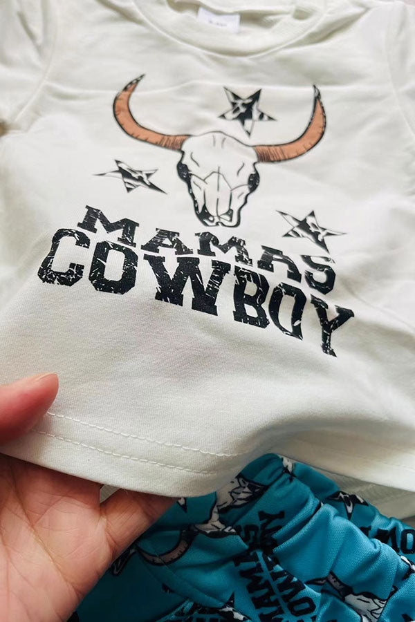 MAMA'S COWBOY & bull skull infant baby boy clothing set 251272M