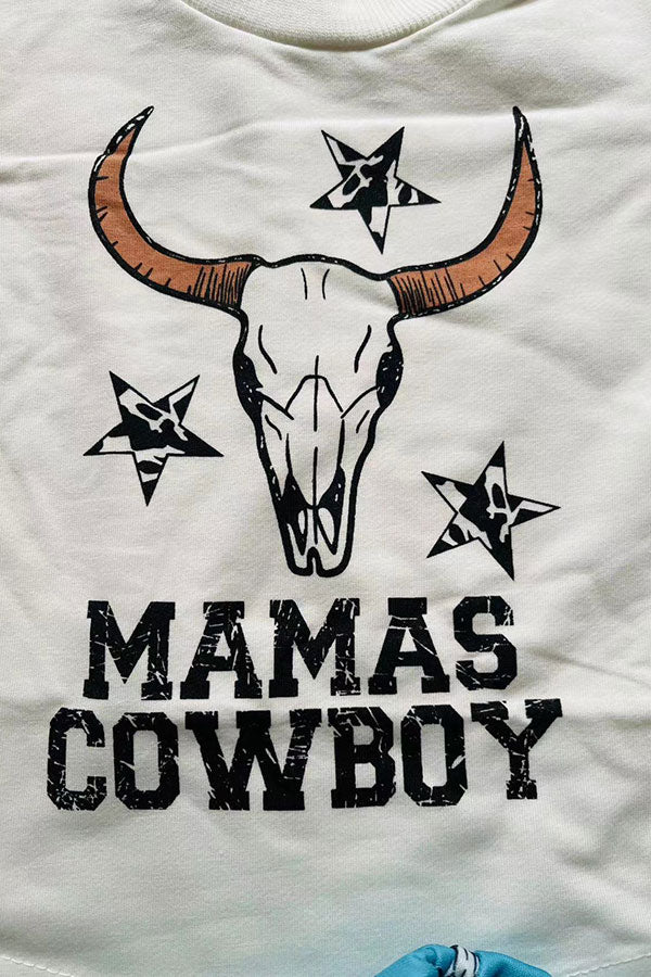 MAMA'S COWBOY & bull skull infant baby boy clothing set 251272M
