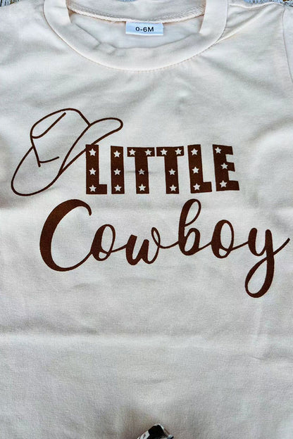 Western LITTLE COWBOY beige top & shorts 2pc boy sets 251274M